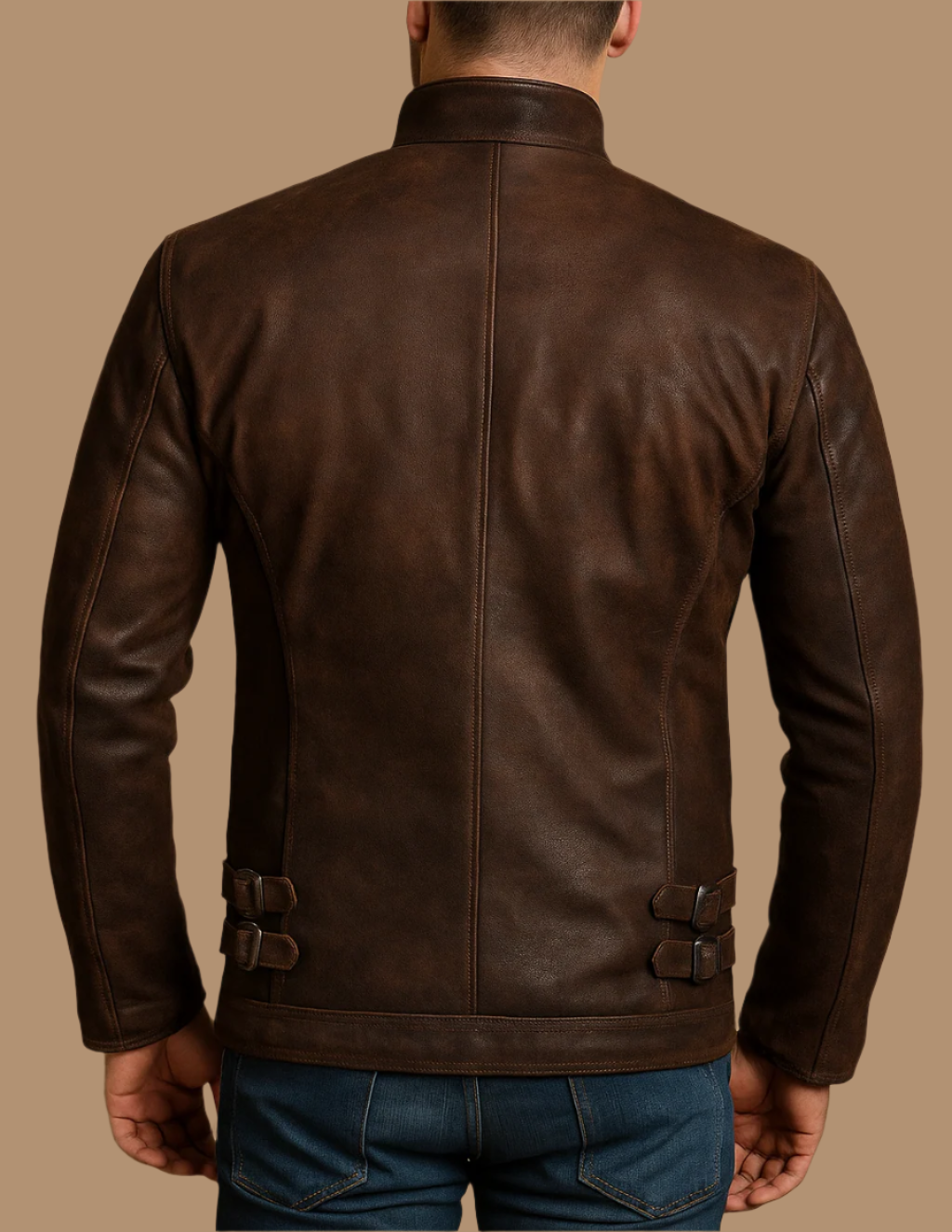 Ashmoor Brown Geniune Suede Leather Moto Jacket