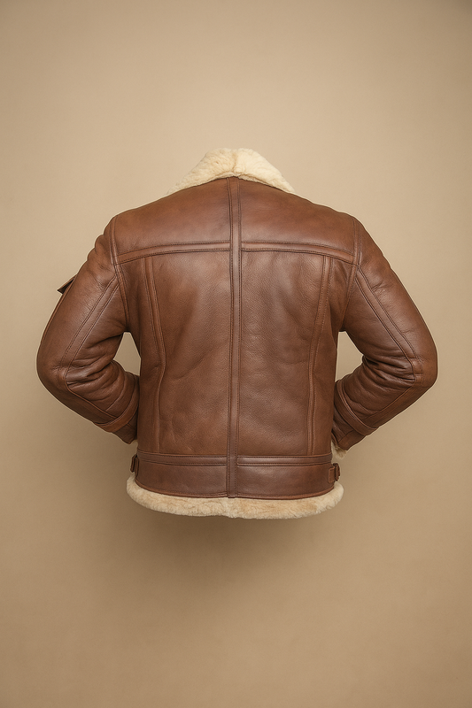 B3 Brown Sheepskin Leather Bomber Jacket