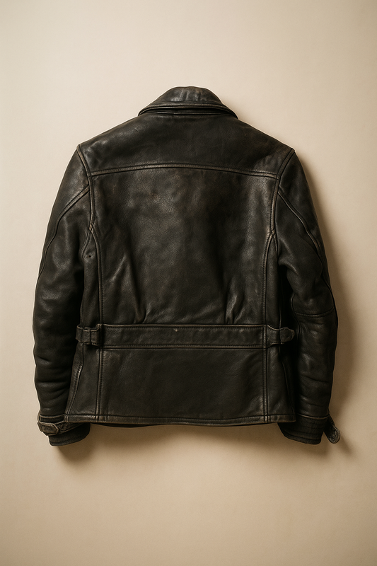 Black Leather Moto Jacket with Shirt Collar