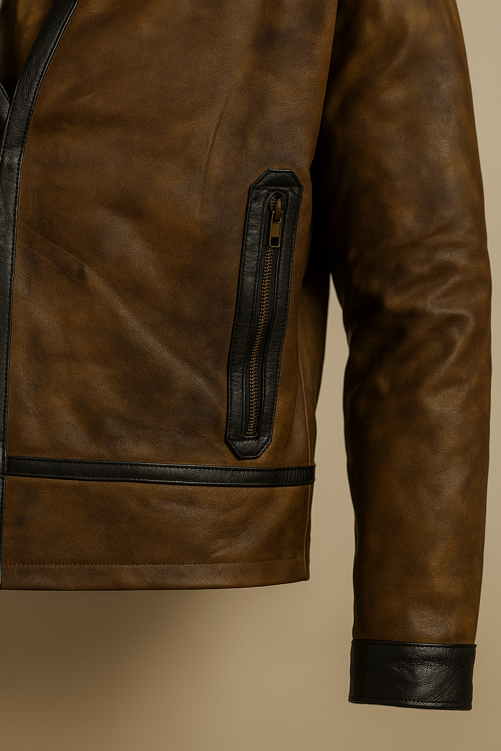 B3 Brown Shearling leather Aviator Coat Mens