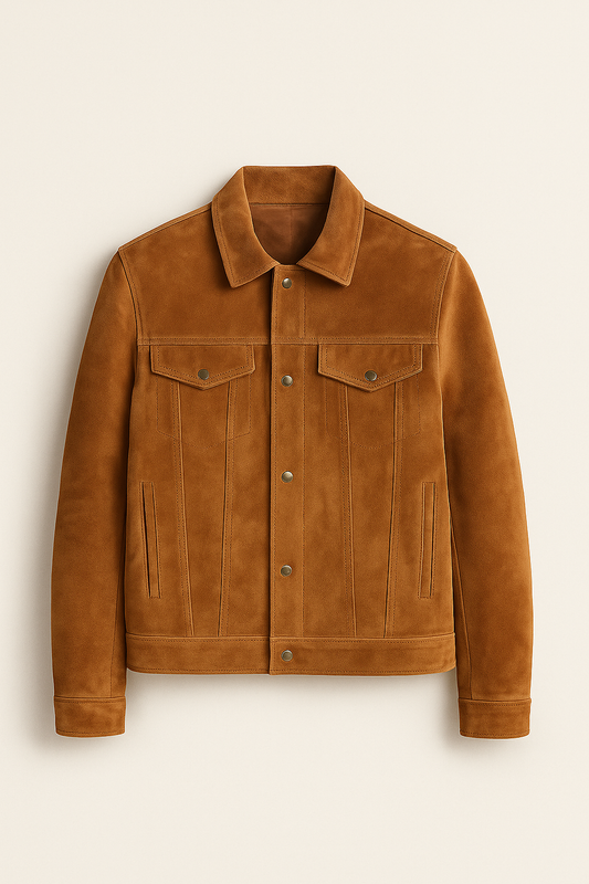 Brown Suede Leather Jacket Mens