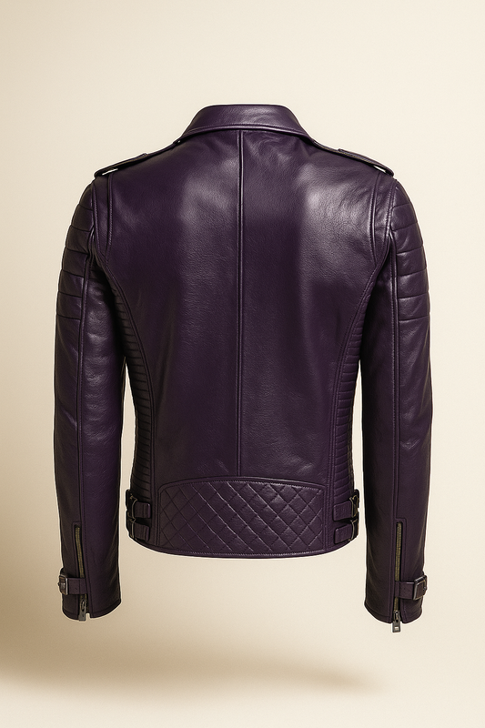 Double-Rider Purple Leather Moto Jacket
