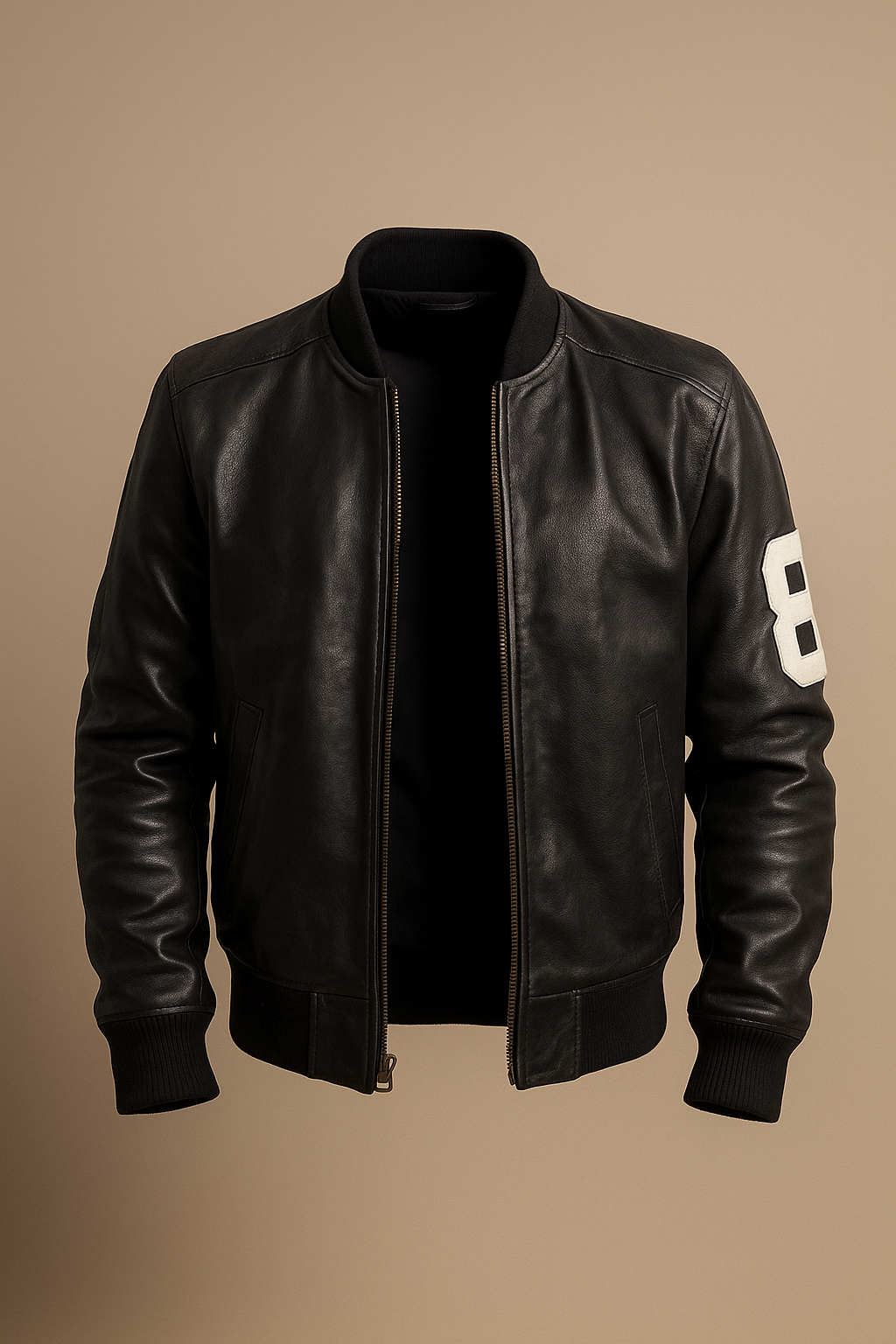 Eight Ball Ma 1 Bomber leather Jacket Black Men's