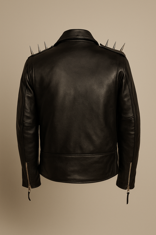 Gothic Real Cowhide Biker Jacket Spikes
