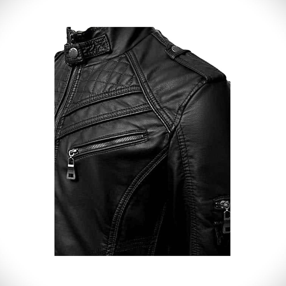 Black Real Leather Biker Jacket