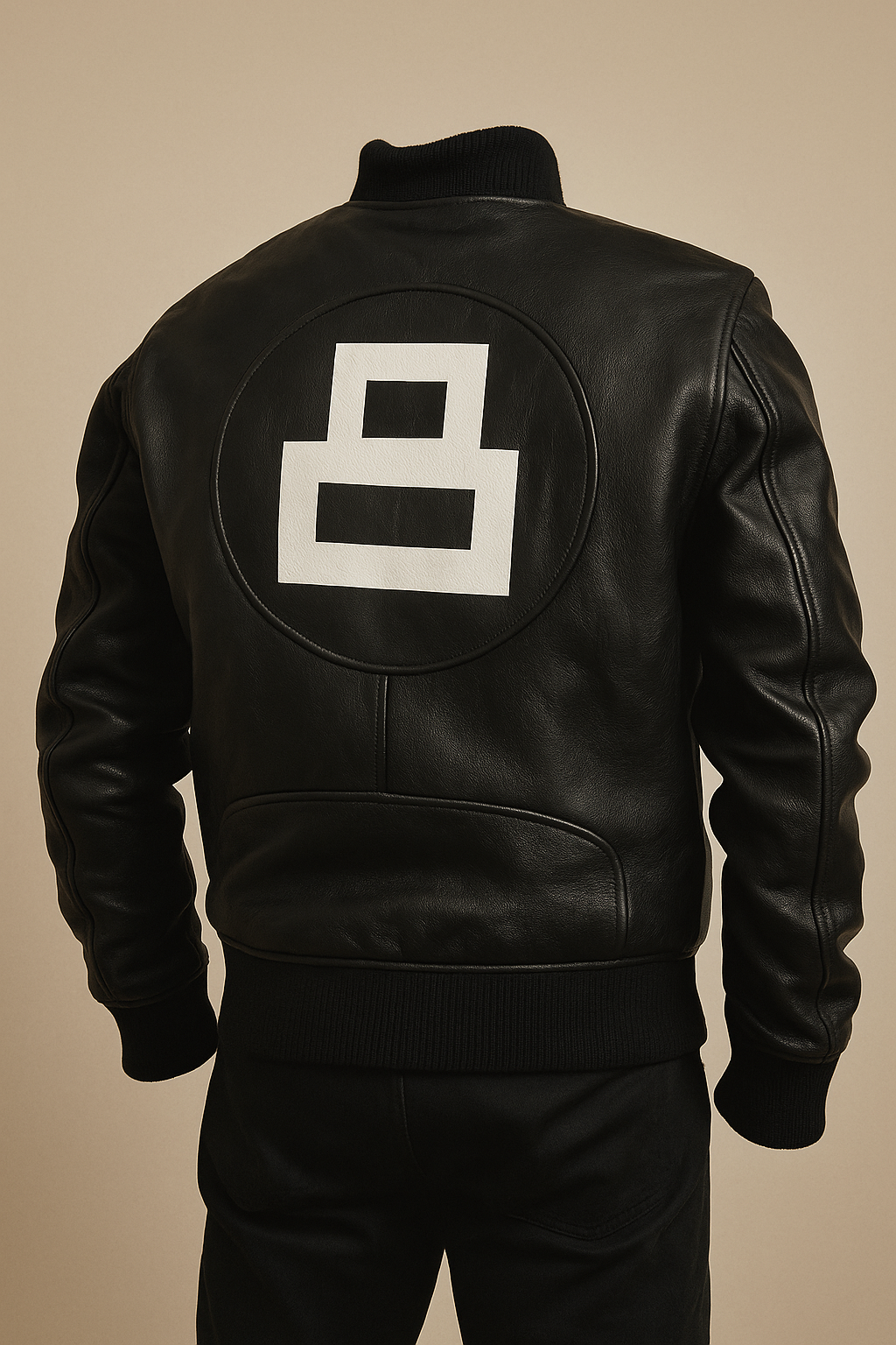 Ma 1 Bomber leather Jacket Black Men's