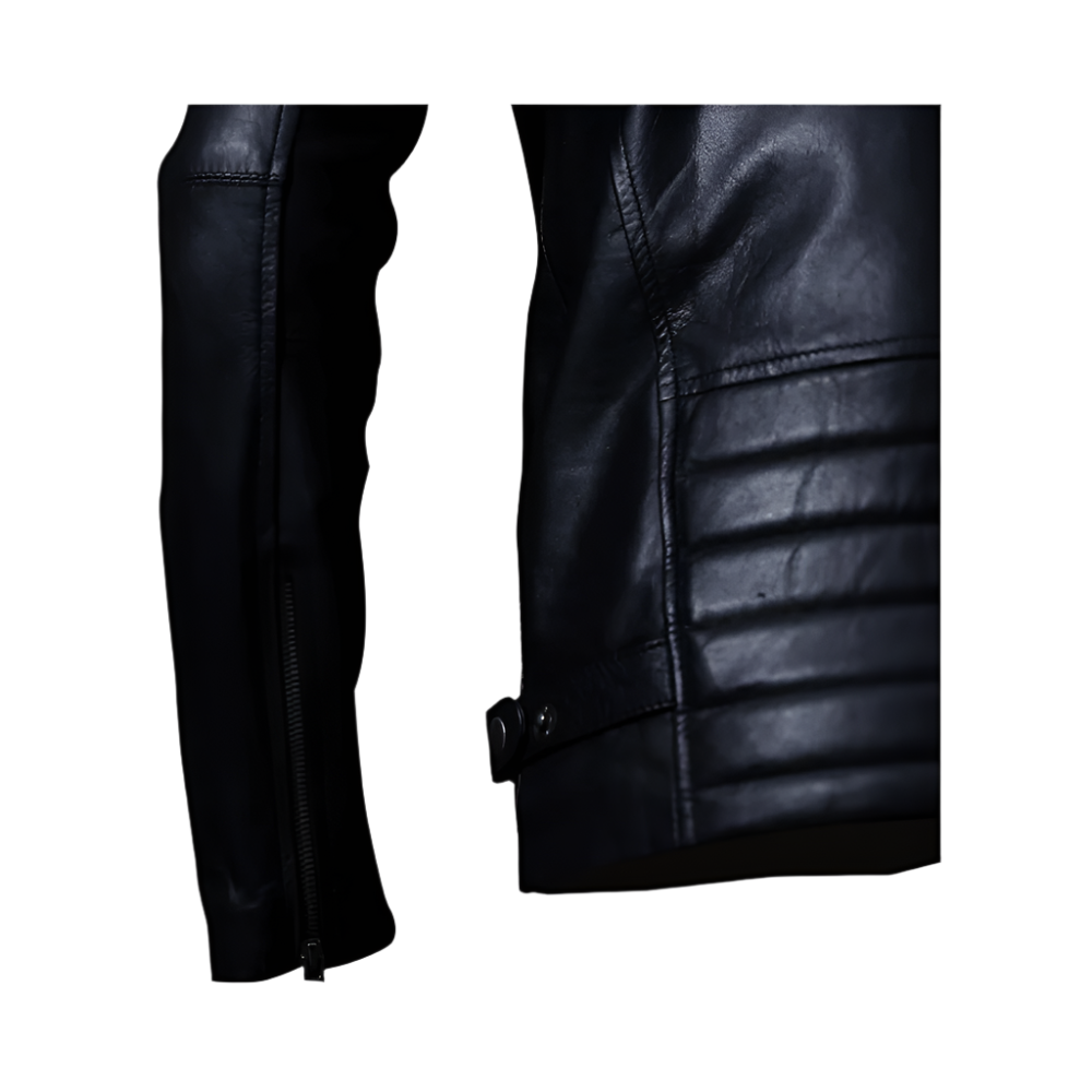 Mens Leather Moto Jacket Black