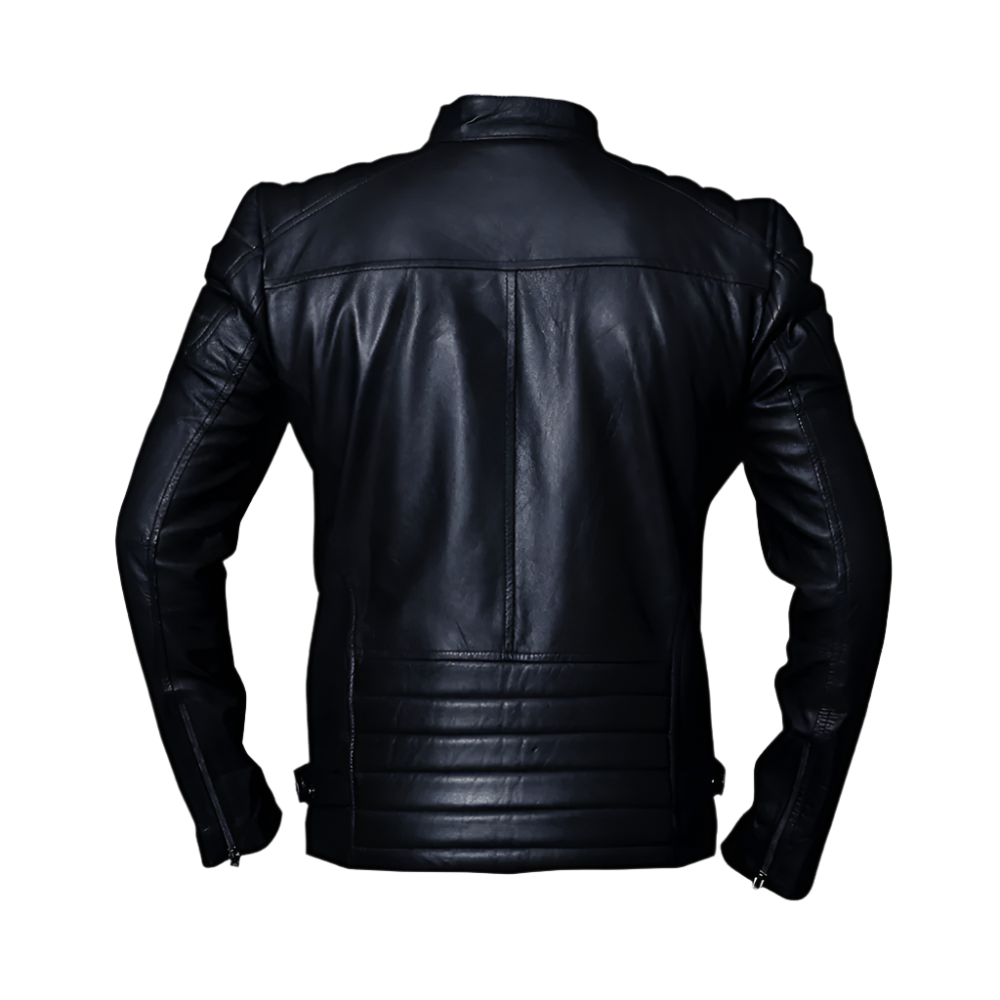 Mens Leather Moto Jacket Black
