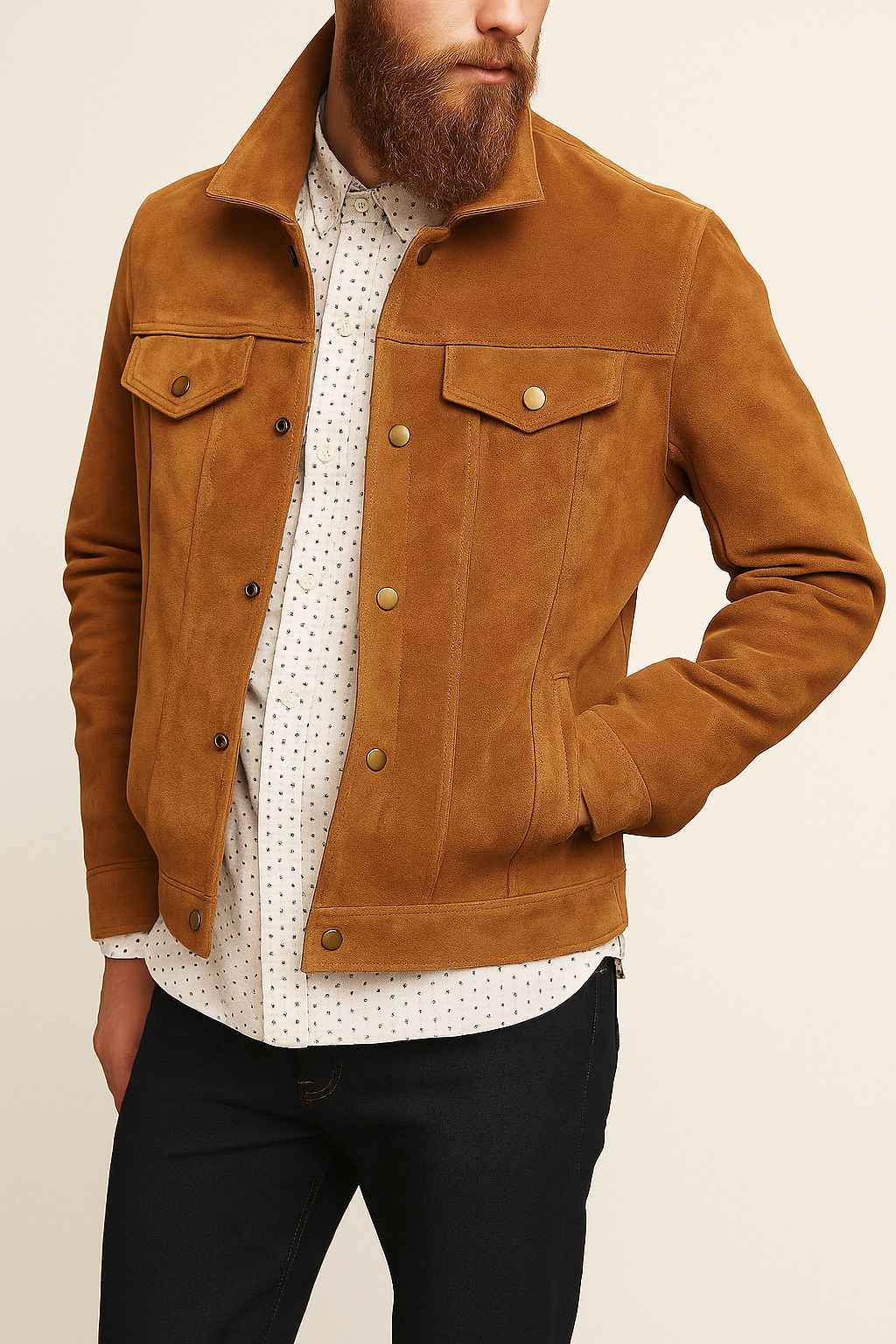Monarch Brown Suede Leather Jacket Mens