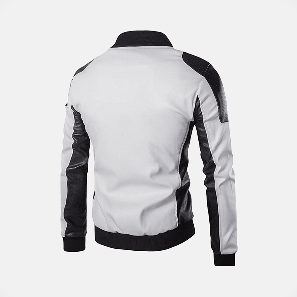 Off white Geniune leather bomber jacket Men's