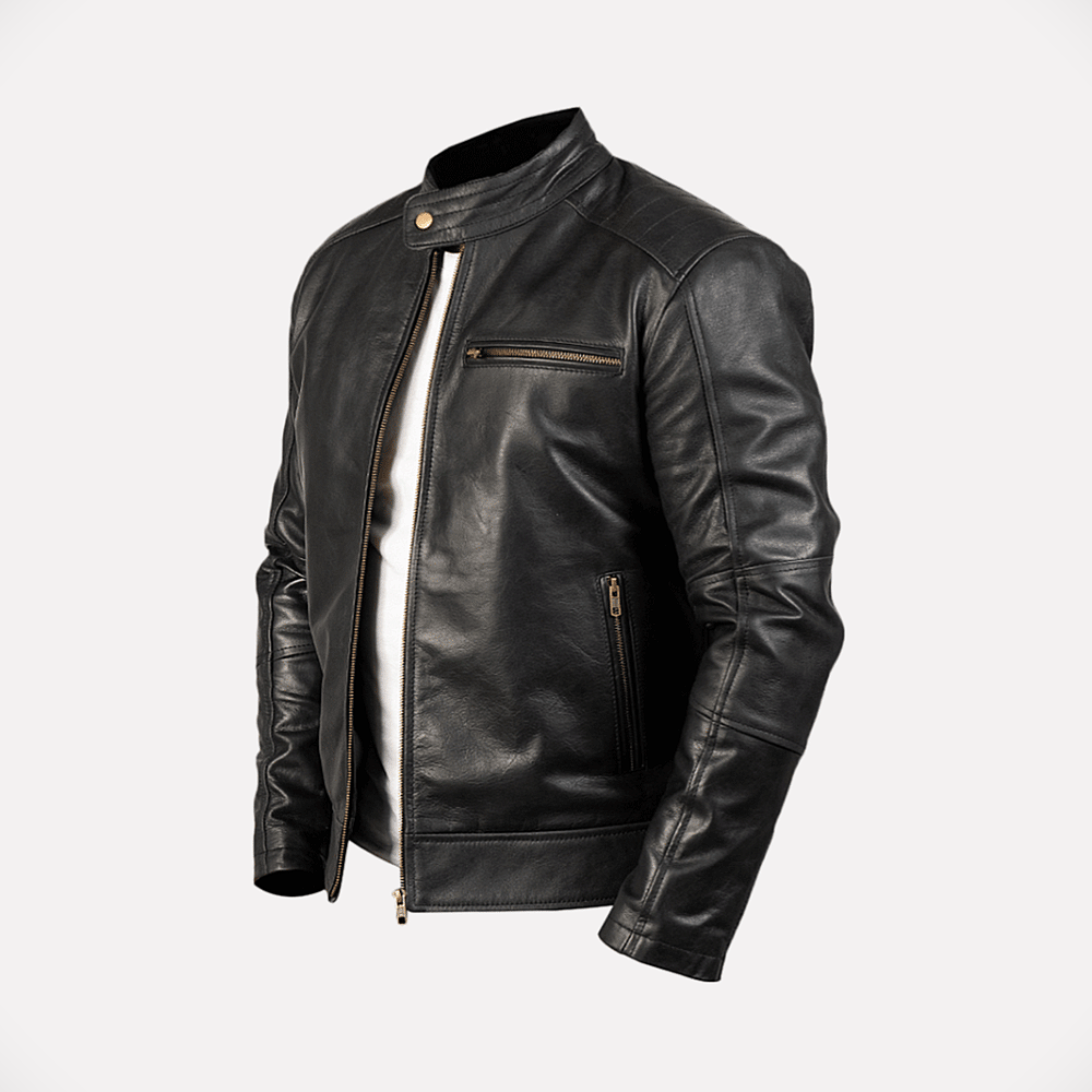 Ravencrest Motorcycle Black Leather Jacket