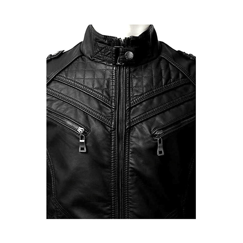 Black Real Leather Biker Jacket