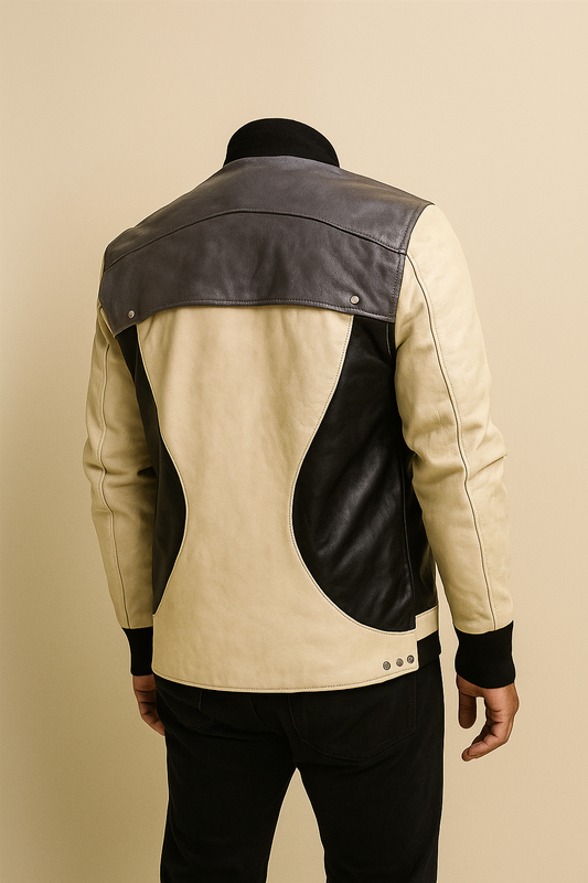 White Biker Leather Jacket Men's