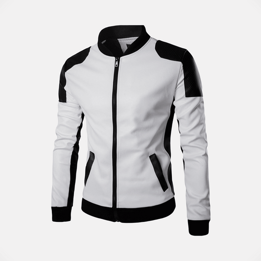 white Geniune leather bomber jacket Men's