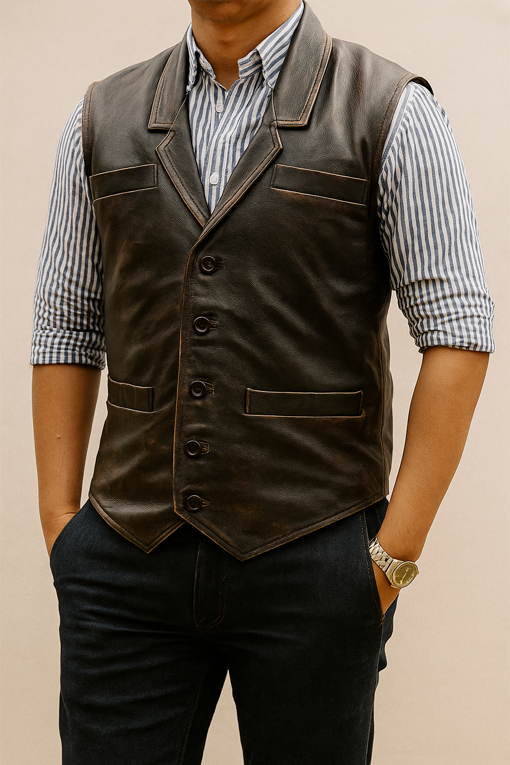 Men's leather vest