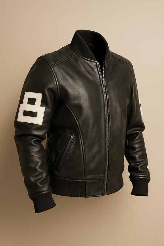 Eight Ball Ma 1 Bomber leather Jacket Black 