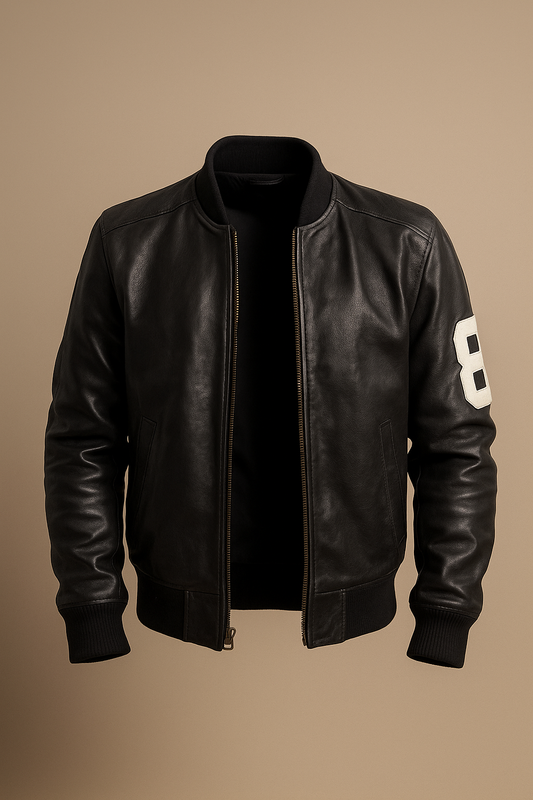 Eight Ball Ma 1 Bomber leather Jacket Black Men's