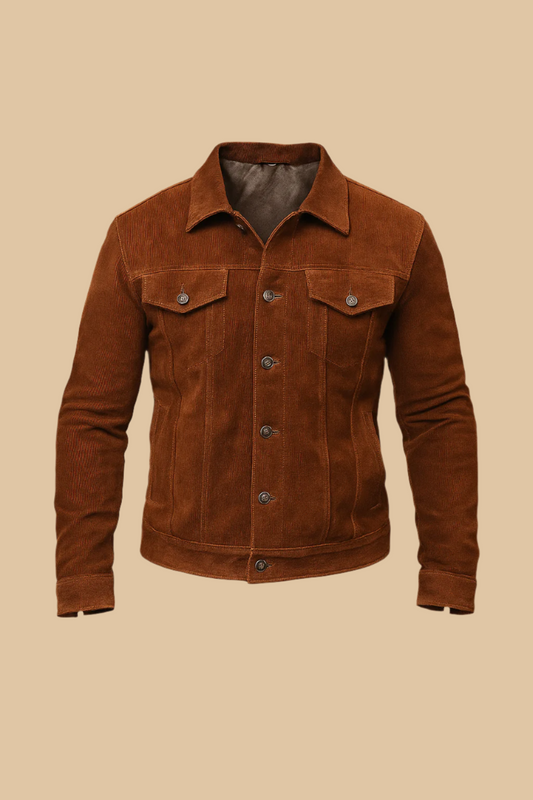 Luxe Chocolate Brown Suede Leather Jacket