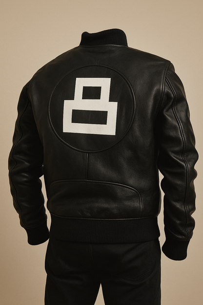 Ma 1 Bomber leather Jacket Black Men's