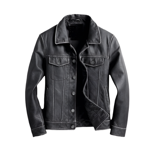 Men's Leather Trucker Jacket