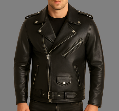 Mens Double Rider Leather Jacket