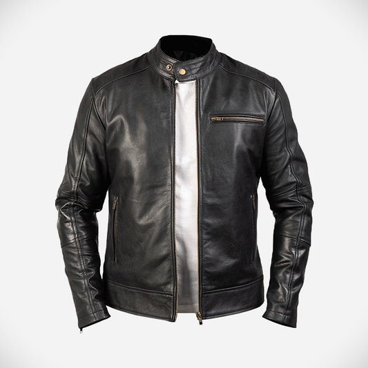 Motorcycle Mens Black Leather Jacket