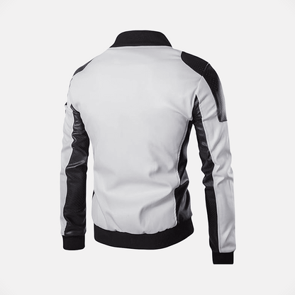Off white Geniune leather bomber jacket Men's
