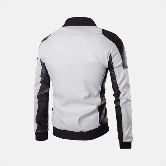 Off white Geniune leather bomber jacket Men's