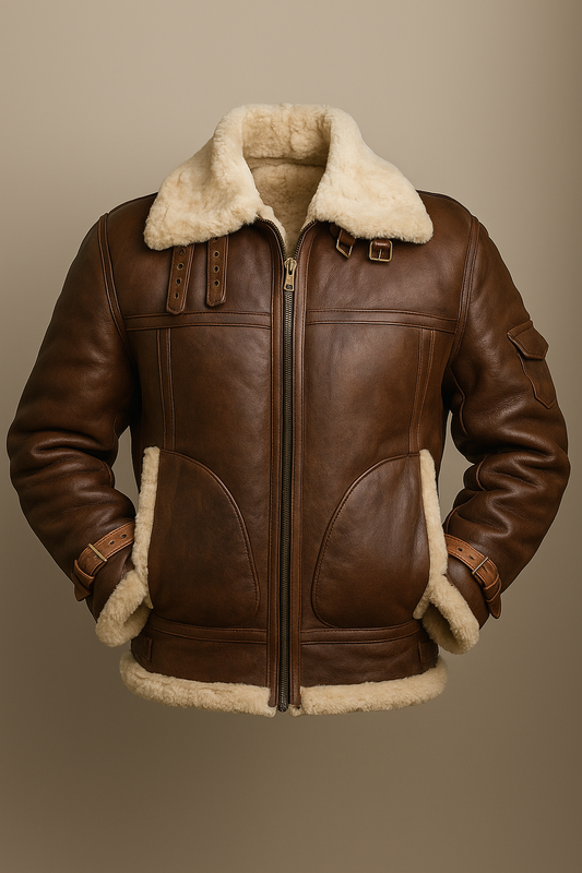 Original B3 Brown Sheepskin Leather Bomber Jacket