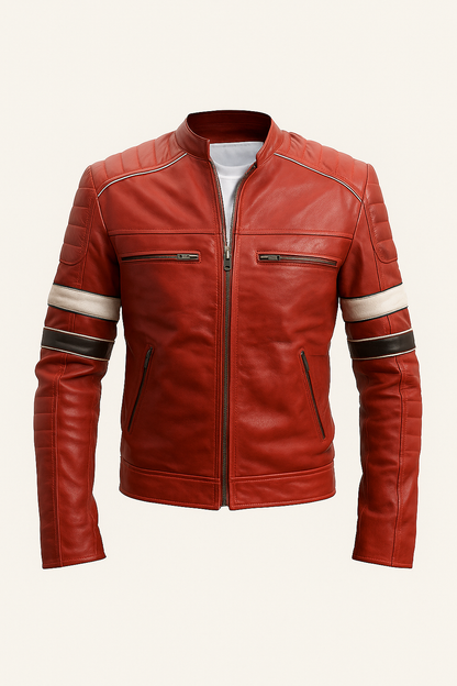 Red Leather Motorcycle Jacket - Biker Jacket