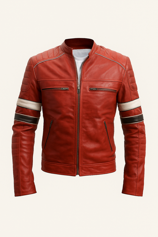 Red Leather Motorcycle Jacket - Biker Jacket