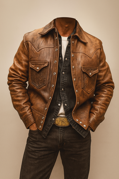 Vanguard Cafe racer leather jacket Men's