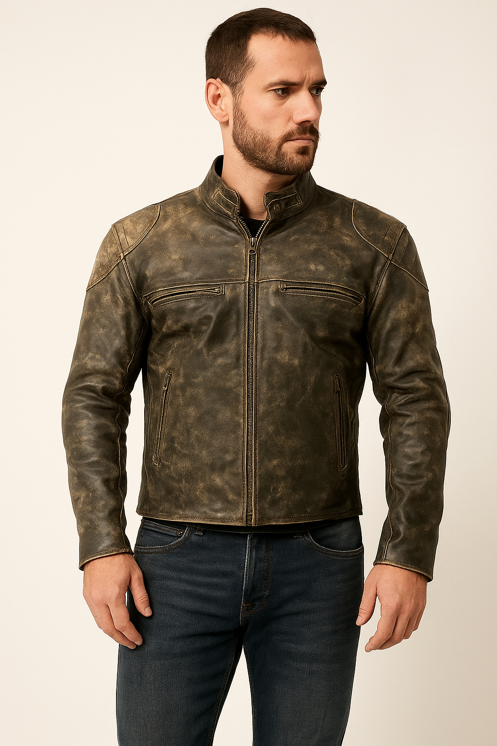 Vintage Distressed Leather Jacket 