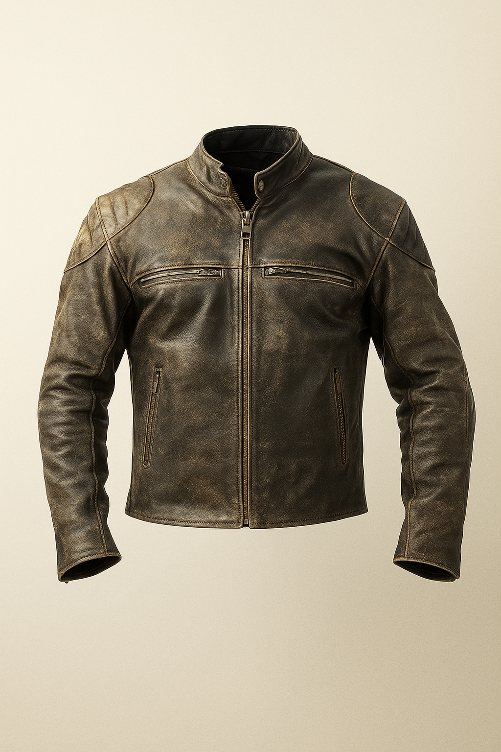 Vintage Distressed Leather Jacket Men's