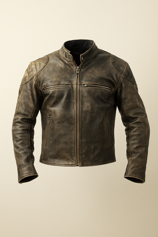 Vintage Distressed Leather Jacket Men's